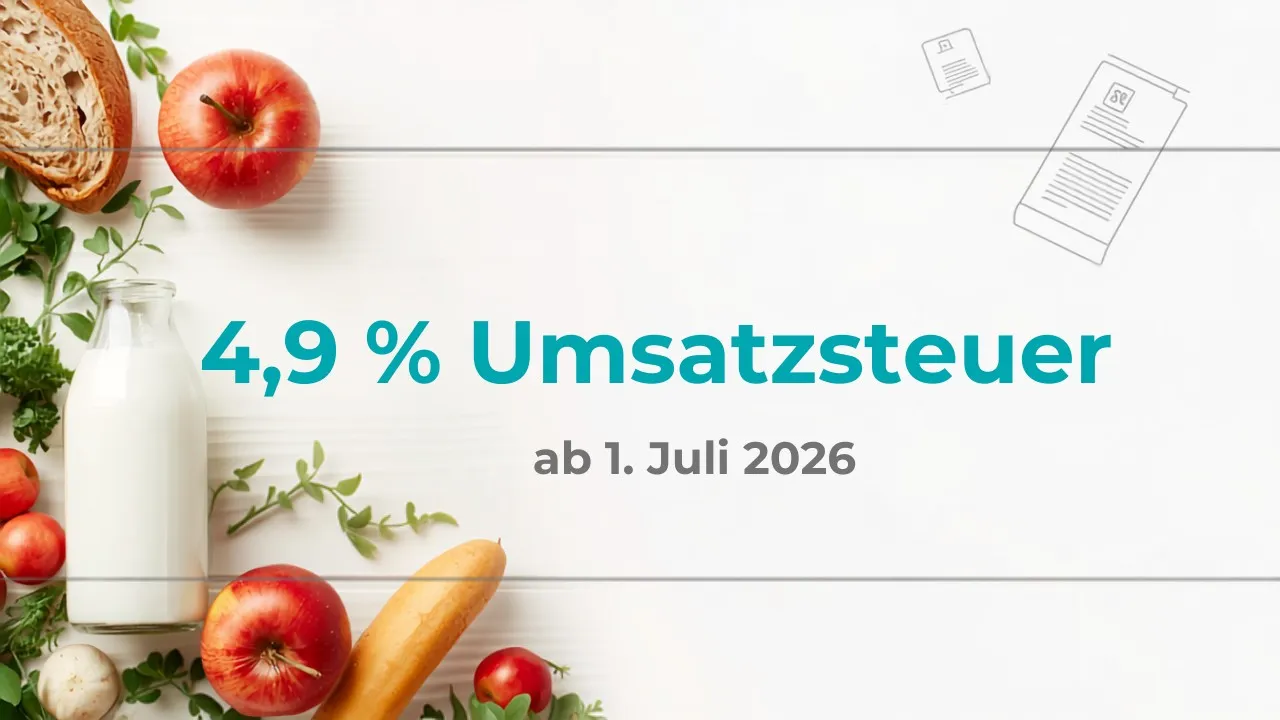 Neuer Steuersatz 4,9 % ab 1. Juli 2026: Rechnungen und Kassen umstellen